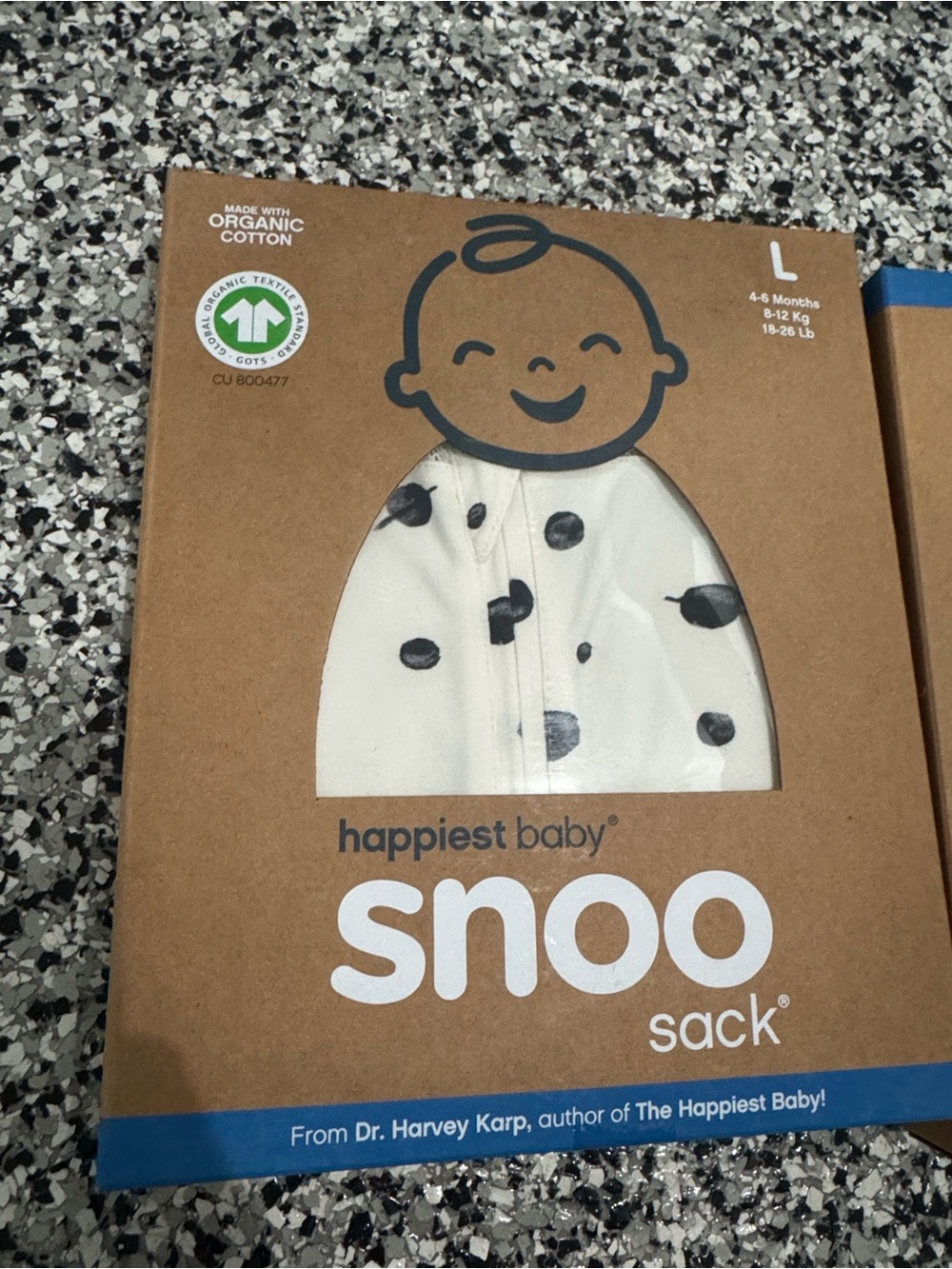 Happiest Baby Snoo Sack Sleep Sack in Cream with Black Dots - Size L